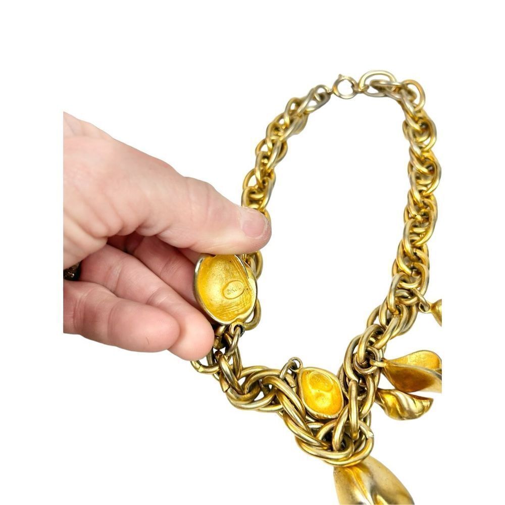 Vtg Kenneth Jay Lane Graduated Gold Chucky Neckla… - image 5